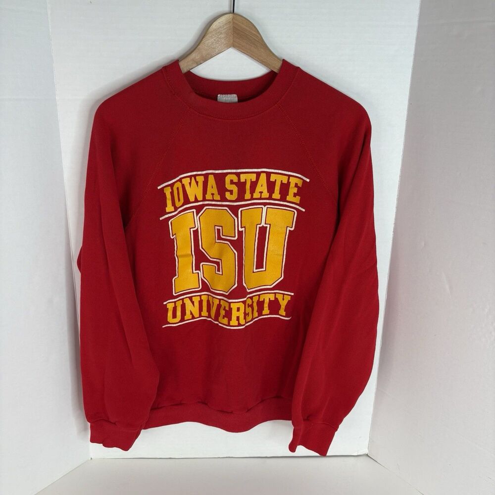 Vintage Iowa State Cyclones Crewneck Sweatshirt, Large, Red, Wolf Block Spellout